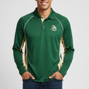 Colorado State Men's Polo Shirt M Green Russell Long Sleeve NEW NCAA Fan Gear
